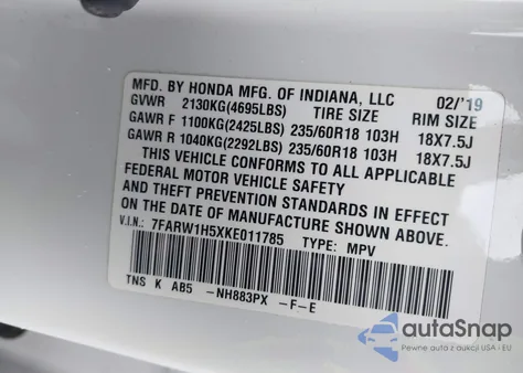 2019 Honda Cr-V Ex from USA, damaged, VIN 7FARW1H5XKE011785
